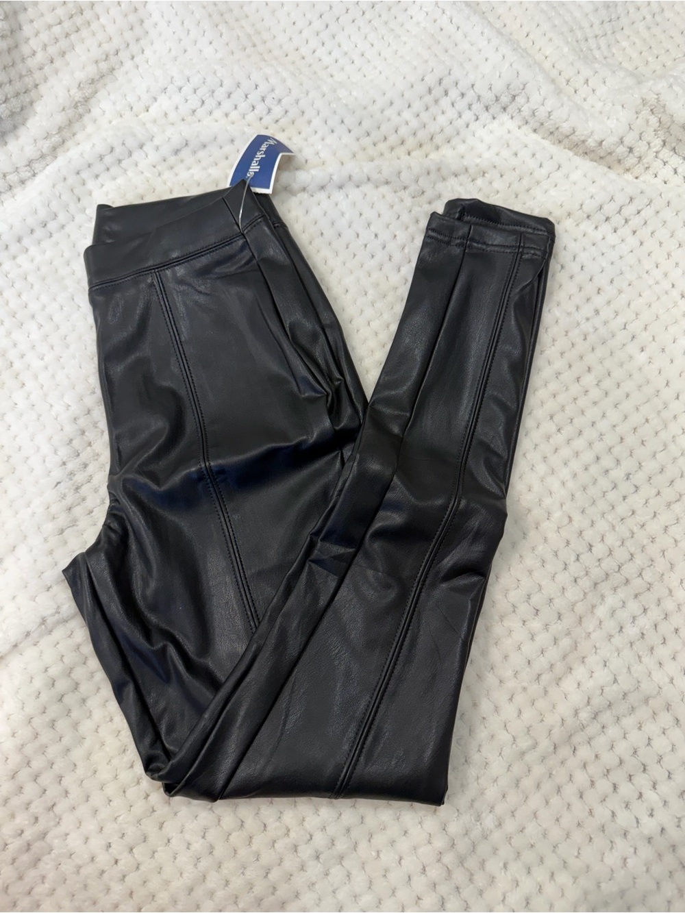Ci Sono Black Faux Leather Skirt with Seam Detail